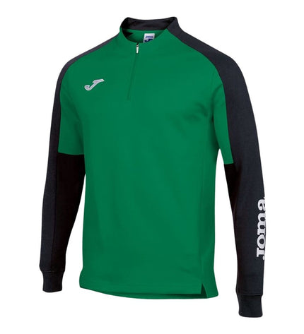 Black and green Joma Sport kids' soccer sweater without hood for ages 11-12, sporty outdoor football apparel.