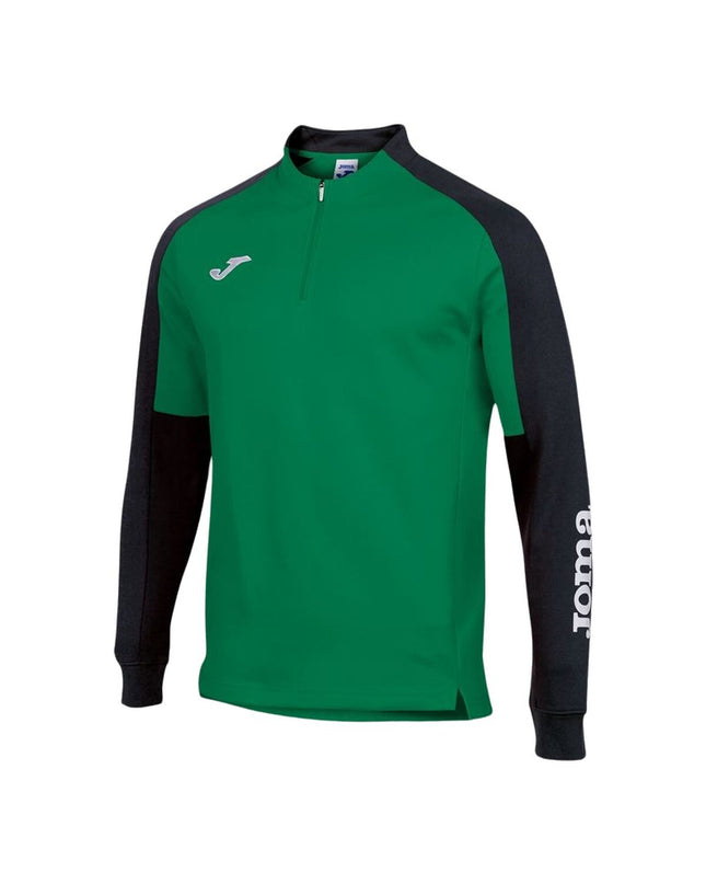 Black and green Joma Sport kids' soccer sweater without hood for ages 11-12, sporty outdoor football apparel.