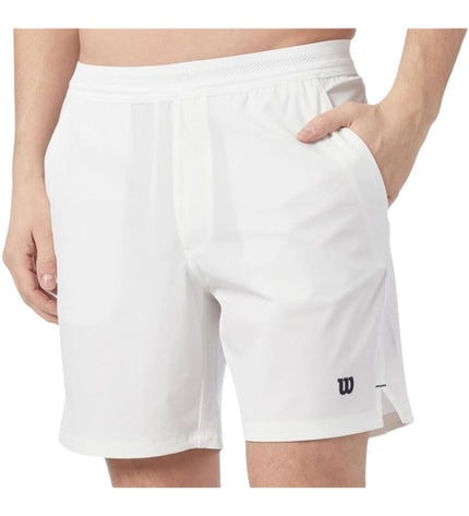Wilson Team Short 7" men's tennis sport shorts in white, designed for padel and outdoor tennis activities.