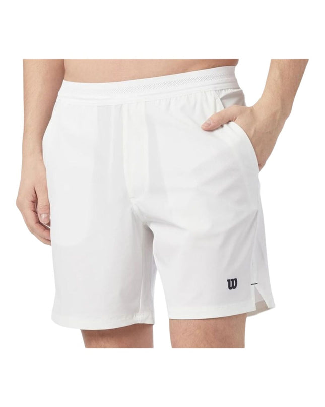 Wilson Team Short 7" men's tennis sport shorts in white, designed for padel and outdoor tennis activities.