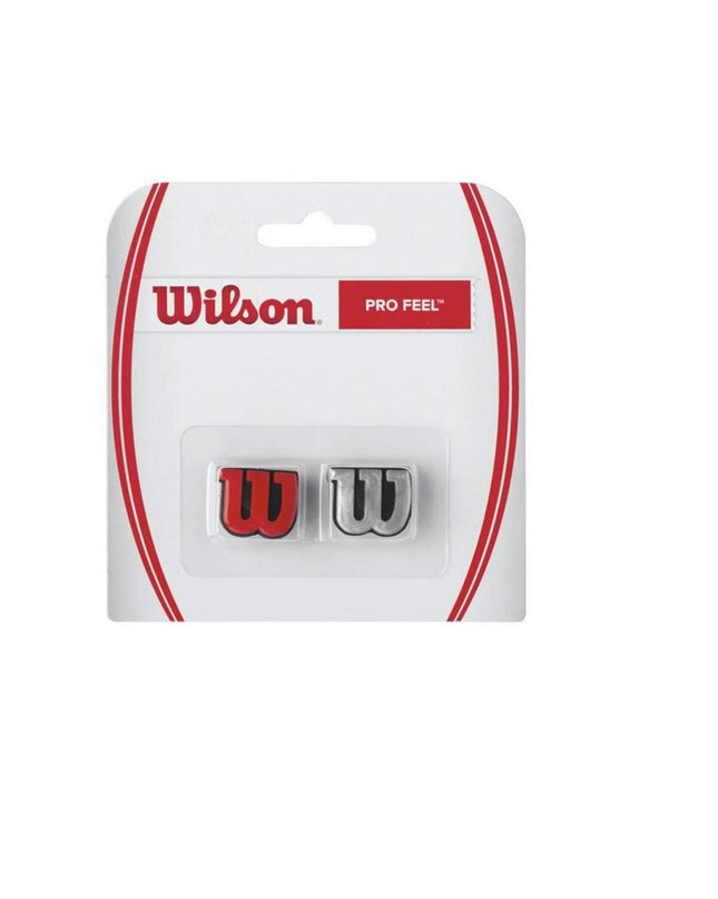 Wilson Pro Feel tennis vibration damper for sports and outdoor tennis, shown attached to a tennis racket string.