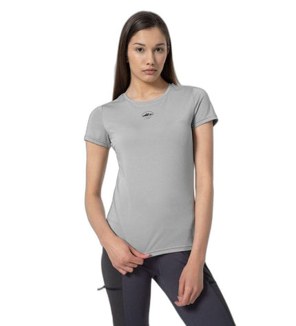 Gray short-sleeve 4F Fnk T-Shirt for sport and outdoor activities, suitable for camping and hiking.
