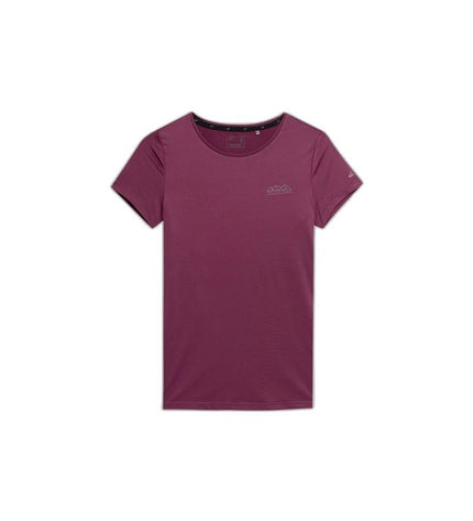 Purple 4F short-sleeve T-shirt for sport and outdoor activities, featuring a comfortable fit ideal for camping and hiking.