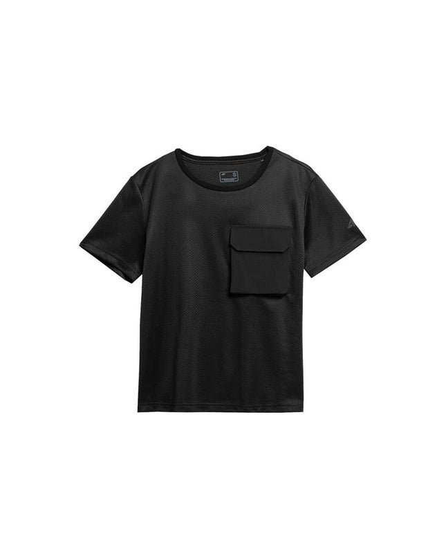 Black 4F short-sleeve T-shirt, ideal for sport and outdoor activities, featuring a comfortable fit and casual style.