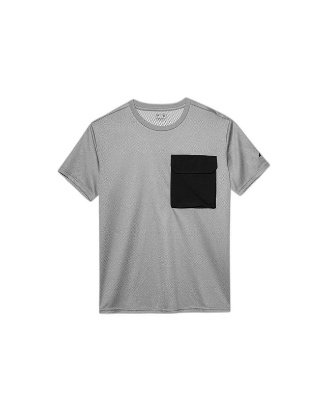 Light gray 4F short-sleeve T-shirt for sport and outdoor activities, ideal for camping and hiking.