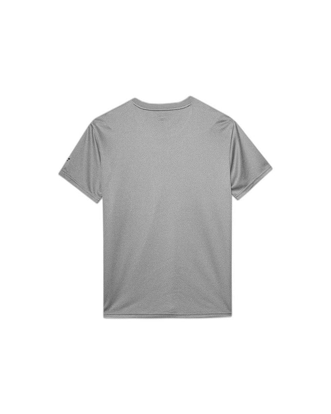 Gray 4F sport T-shirt with short sleeves, ideal for outdoor activities like camping and hiking, shown on a hanger.