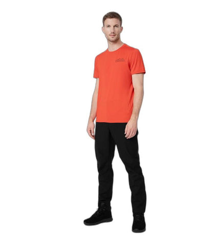 Red 4F short-sleeve T-shirt for sport and outdoor activities, ideal for camping and hiking, with casual fit and breathable fabric.
