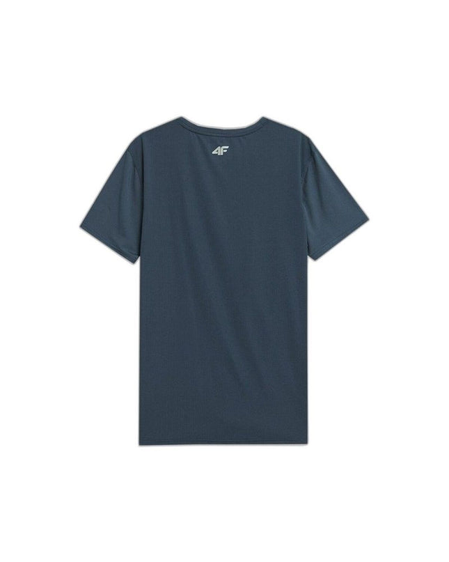 Dark blue 4F sport T-shirt with short sleeves, suitable for outdoor activities, camping, and hiking.