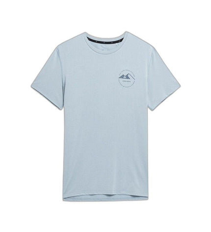 Light blue 4F short-sleeve T-shirt for sport and outdoor activities, ideal for camping and hiking.