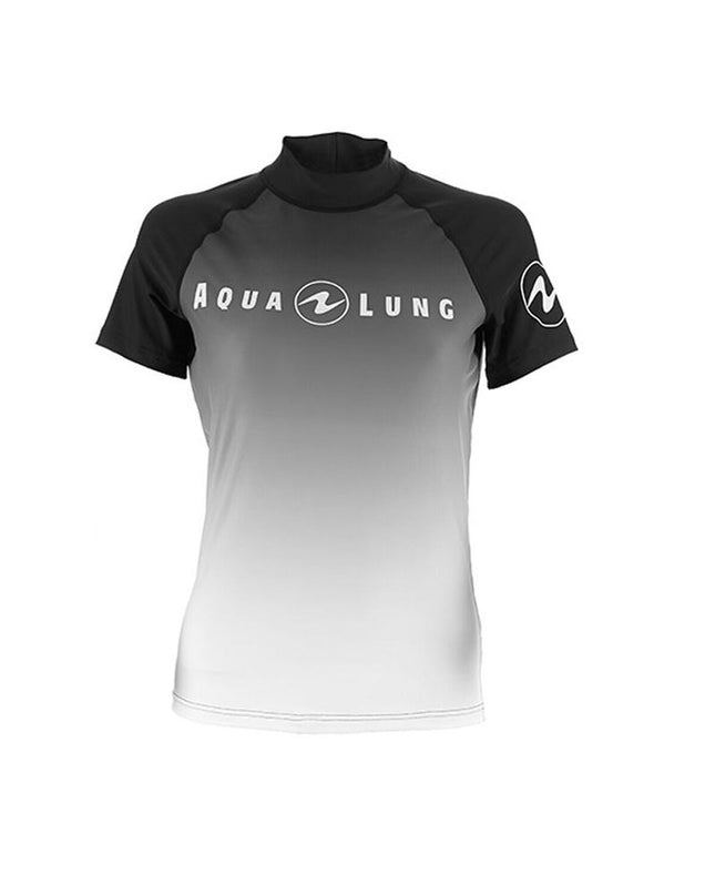 Aqua Sphere Aqua Lung rash guard T-shirt for water sports, featuring a blue design, suitable for outdoor and aquatic activities.