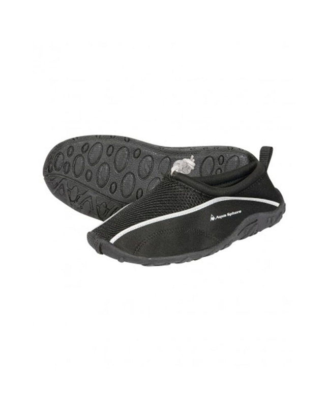Aqua Sphere Lisbona black slippers for watersport and outdoor activities, featuring comfortable slip-on design and water-friendly material.