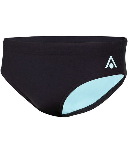 Black Aqua Sphere Essentials 8cm men's swim shorts for sports and outdoor watersports, shown on a model.