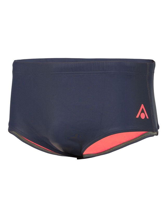 Black and marine blue Aqua Sphere Essentials men's swim trunks, 14cm inseam, suitable for sports and watersports.