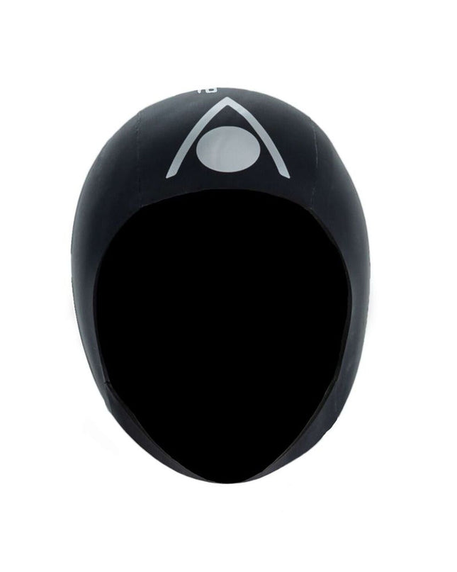 Black Aqua Sphere Aquaskin V2 swim cap for watersports and outdoor activities, designed for comfort and performance.