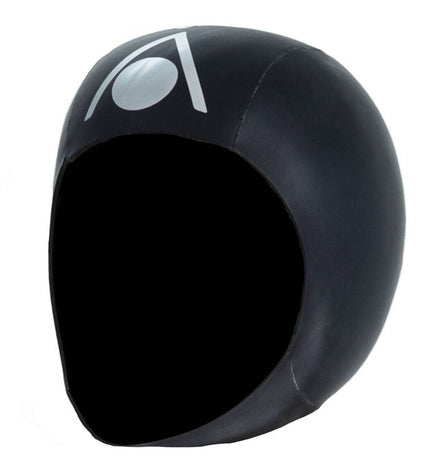 Black Aqua Sphere Aquaskin V2 swim cap for watersport and outdoor activities, made of sleek, durable material.