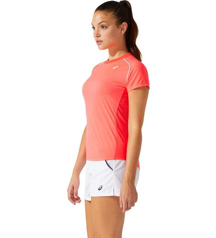Asics Court Piping Koraal tennis sport T-shirt with short sleeves, lightweight athletic top for outdoor tennis activities