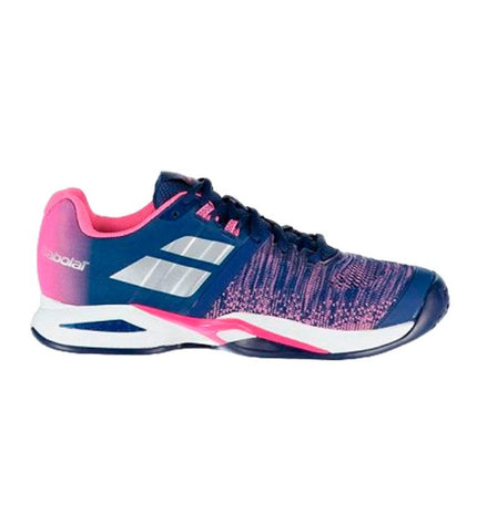 Blue Babolat Propulse Blast Clay tennis padelschoenen for adults, outdoor sport footwear with breathable design and grip.