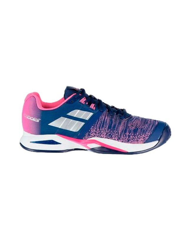 Blue Babolat Propulse Blast Clay tennis padelschoenen for adults, outdoor sport footwear with breathable design and grip.