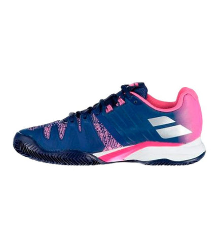 Blue Babolat Propulse Blast Clay tennis padelschoenen voor volwassenen, sport en outdoor, with supportive design and durable sole.