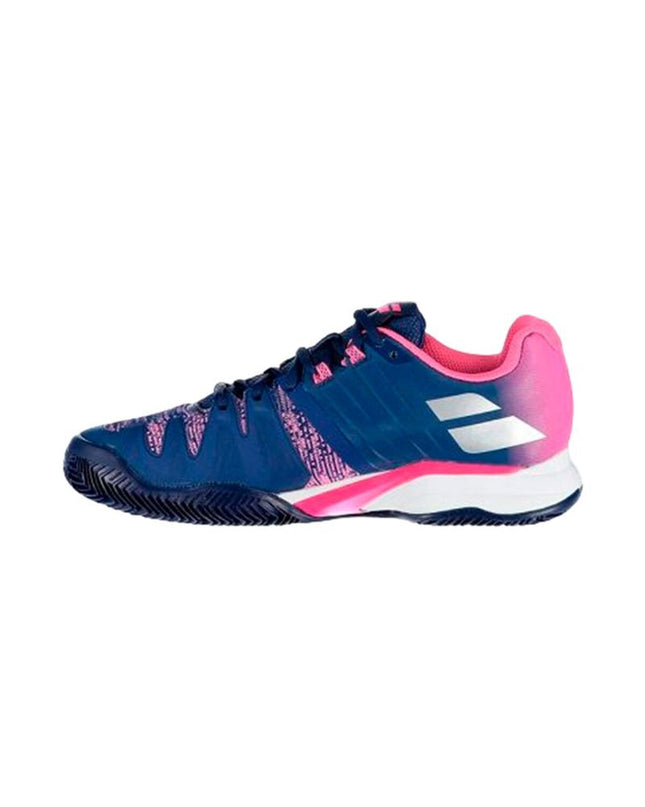 Blue Babolat Propulse Blast Clay tennis padelschoenen voor volwassenen, sport en outdoor, with supportive design and durable sole.