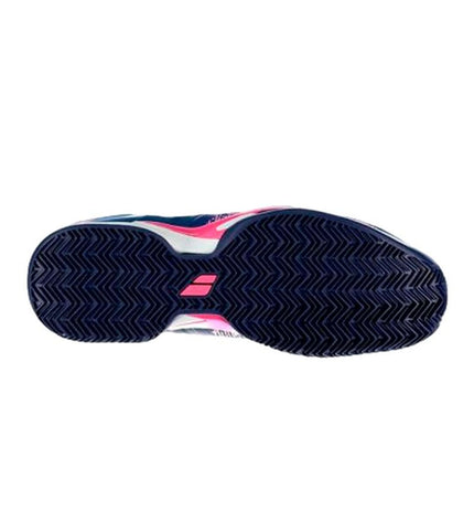 Blue Babolat Propulse Blast Clay tennis padelschoenen voor volwassenen, sport en outdoor, with supportive design and breathable material.