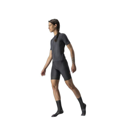 Black Castelli Anima 3 cycling jersey with long sleeves, designed for sport and outdoor riding, featuring breathable fabric and logo details.
