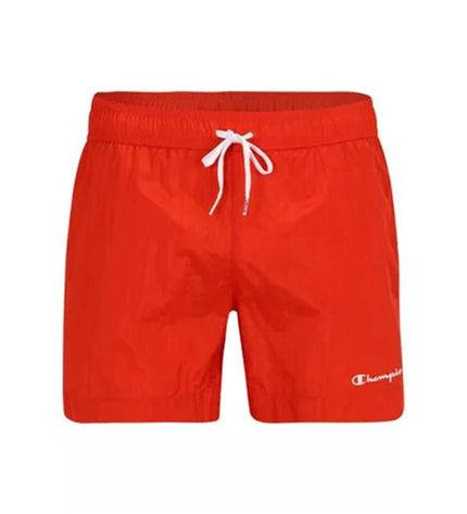 Red men's Champion swim trunks for sport and watersport, featuring a comfortable fit and sporty design.
