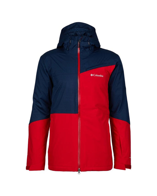 Columbia sport outdoor jacket in size L, designed for camping and hiking, shown in a natural outdoor setting.