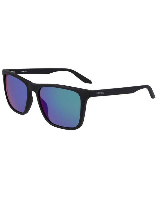 Unisex Dragon Alliance Renew Ionized sport sunglasses with black frames and tinted lenses, designed for outdoor and fan activities.