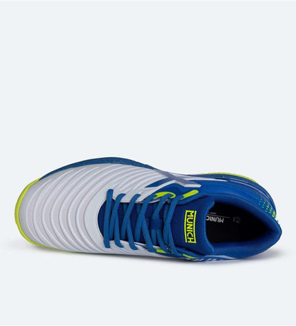 Kids' Munich PADX blue tennis shoes, sporty outdoor padel sneakers for children, featuring breathable design and grip soles.