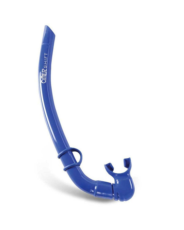 Omer Shift blue snorkel tube for water sports and outdoor diving, with flexible mouthpiece and ergonomic design.