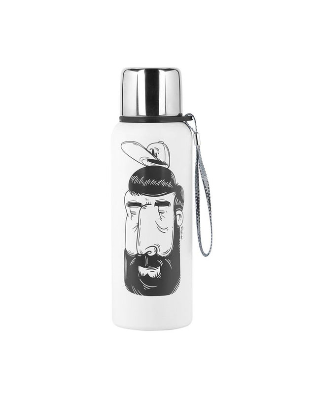 Picture Waterfles ACC121-A Wit in natural stainless steel, ideal for sport, outdoor, camping, and hiking activities.