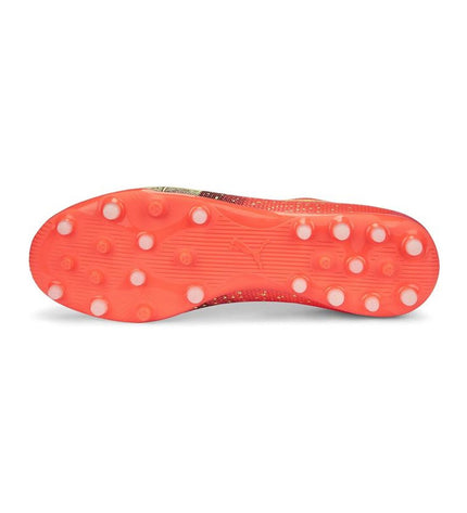 Orange Puma Ultra Match MG adult football shoes designed for outdoor soccer, featuring lightweight and durable sport footwear.