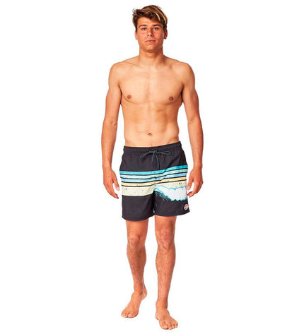 Rip Curl men's black framed volley swim trunks for sports and watersports, featuring a comfortable fit and stylish design.