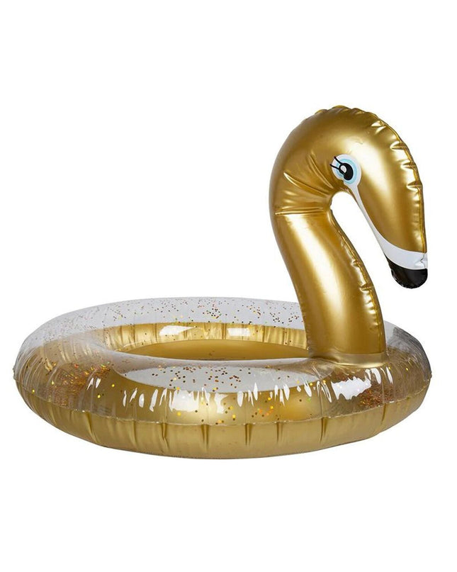 Inflatable glitter gold pool float from Swim Essentials, 70 cm, ideal for swimming and outdoor water activities.