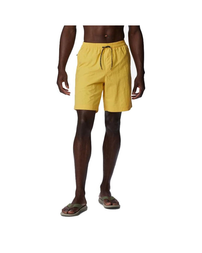 Columbia men's yellow water sports swim trunks, designed for outdoor activities and watersports, with a casual fit and quick-drying fabric.
