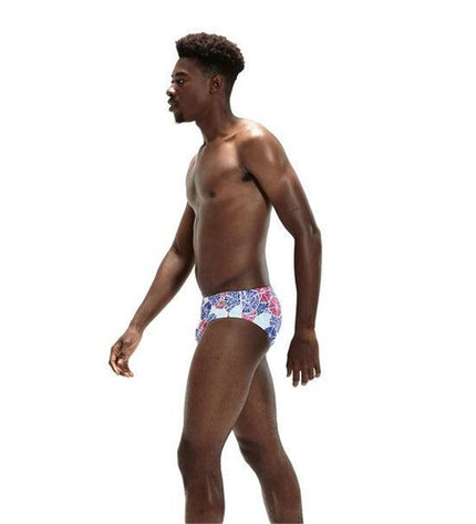 Blue Speedo men's swim trunk for watersport and outdoor activities, featuring a snug fit and sporty design.