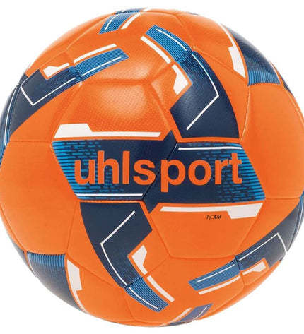 Orange Uhlsport Team soccer ball for outdoor play, one size, with black and white branding details.