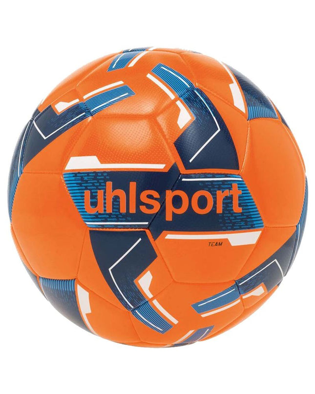 Orange Uhlsport Team soccer ball for outdoor play, one size, with black and white branding details.