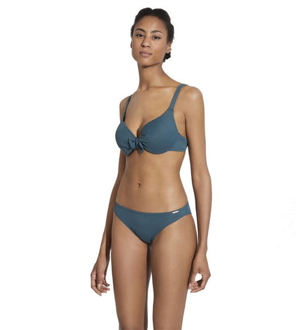 Blue Ysabel Mora bikini top for sport and watersport activities, featuring supportive straps and vibrant color.