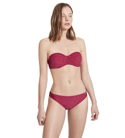 Dark red Ysabel Mora bikini for watersport and outdoor activities, featuring a sporty design with adjustable straps.