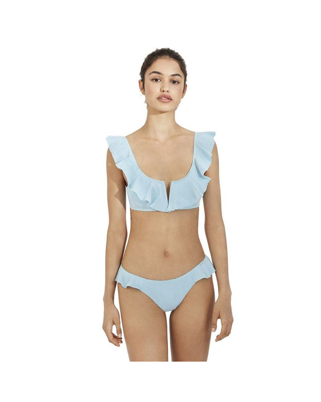 Ysabel Mora Cyaan bikini for sport and outdoor watersport, featuring a vibrant blue design, shown on a model.