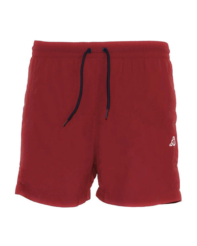 Red Kappa men's swim shorts for sport and watersport, featuring the Kappa logo and a sporty design.