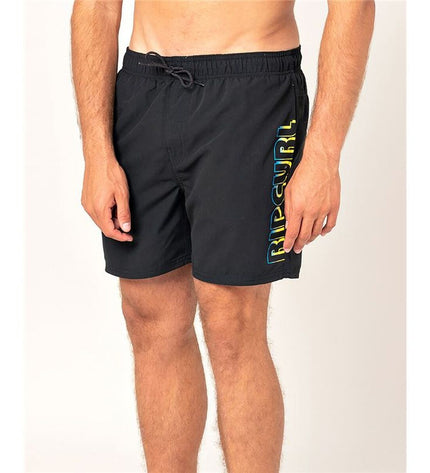 Black men's Rip Curl CBONO4-90 swim trunks for water sports, featuring a sporty design and quick-drying fabric.