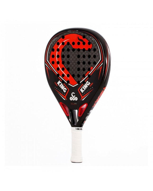 Vibor-a Padel Racket 0013810 in black for paddle tennis, showing the racket's black surface and grip in a sport setting.