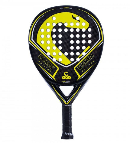 Vibor-a Padel Racket 0013839 in black with natural rubber surface, designed for paddle tennis and outdoor sports.