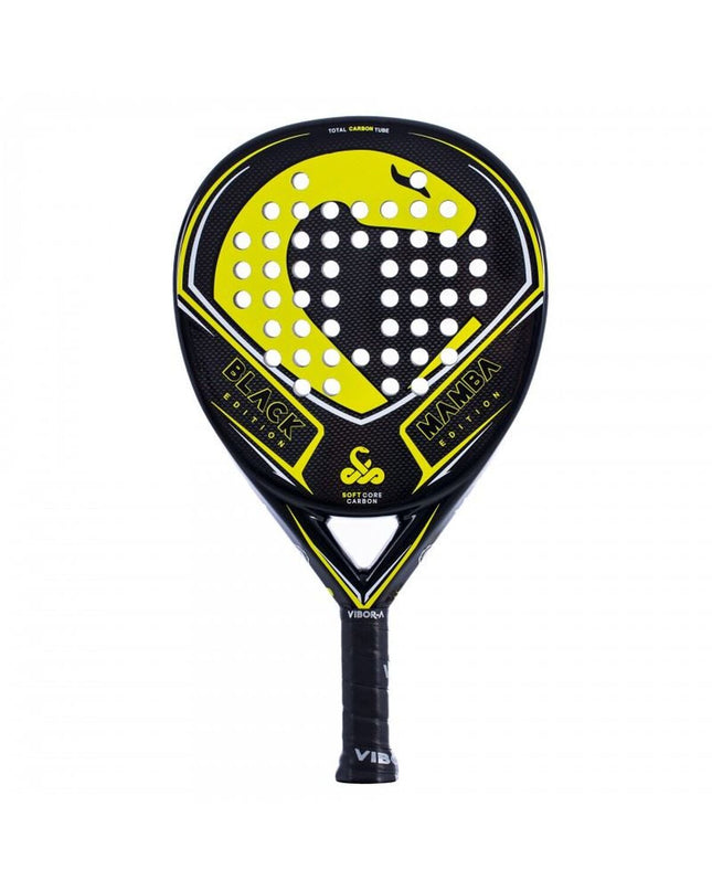 Vibor-a Padel Racket 0013839 in black with natural rubber surface, designed for paddle tennis and outdoor sports.