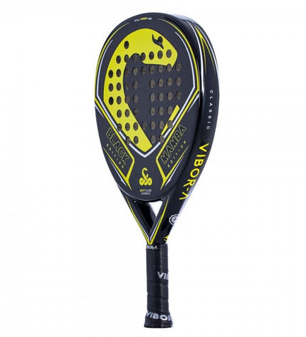Vibor-a Padel Racket 0013839 in black with natural rubber grip, designed for paddle tennis and outdoor sport play.