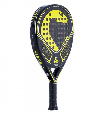 Vibor-a Padel Racket 0013839 in black with natural rubber, designed for paddle tennis, sport and outdoor activity.