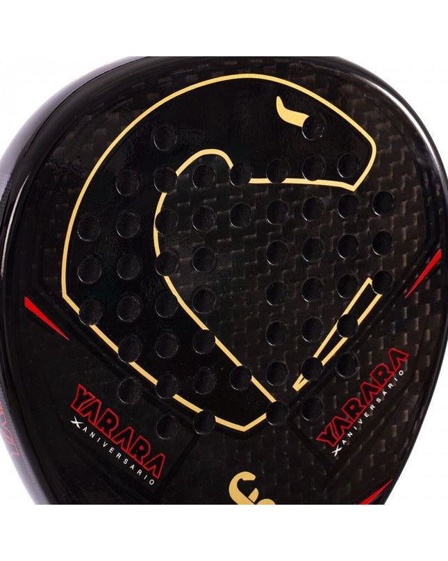 Vibor-a Padel Racket 0013840 in black with natural rubber grip, designed for paddle tennis, outdoor sports.
